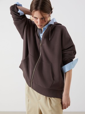 Lc Waikiki Yeni Sezon Kapüşonlu Oversize Kadın Fermuarlı Sweatshirt