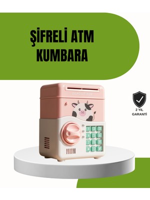 Marsilyan Atm Tasarımlı Pembe Işıklı Sesli Çocuk Kumbarası Ieg