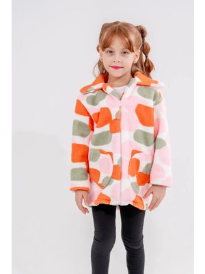 Eray Kids Kız Çocuk Renkli Desenli Fermuarlı Yumuşak Polar Ceket