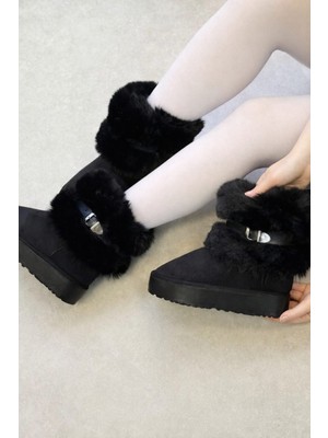 Poteen Dobra Kadın Kürklü Kısa Bot P308