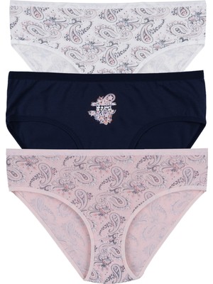 Koza İç Giyim 3'lü Desenli Pamuklu Yüksek Bel Bato