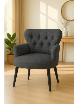 Waterybrook Tekli Berjer Koltuk - Keten Kumaş – Siyah Ayaklı - 5 Renk Seçeneği