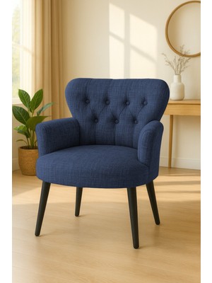 Waterybrook Tekli Berjer Koltuk - Keten Kumaş – Siyah Ayaklı - 5 Renk Seçeneği