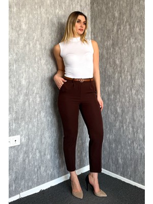 Modaplaza Kadın Dar Paça Kemerli Pantolon 4577
