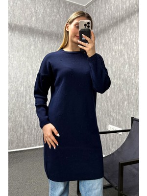 Modaplaza Kadın Ponpon Desenli Uzun Triko Tunik 5820