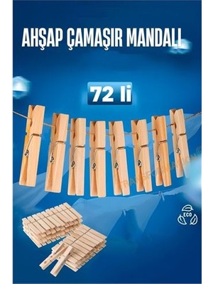 Marsilyan Turk Ahşap Çamaşır Mandalı 72 Adet