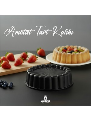 Amboss Ametist 26 cm Döküm Tart Kalıbı ( Siyah )