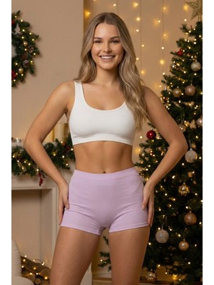 Sensu Kadın Tekli Fitilli Modal Şort Lila