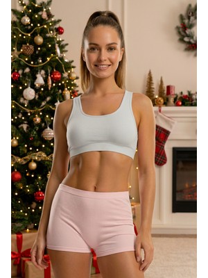 Sensu Kadın Tekli Fitilli Modal Şort Pembe