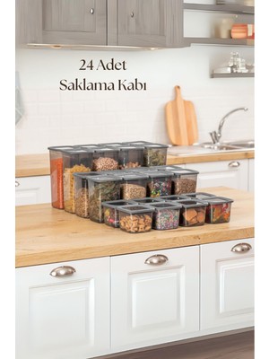 Skygo 24'lü 3 Boy Kavanoz Seti & Saklama Kabı & Erzak Kabı 8X650/1300/1900 ml (40 Lı Etiket Hediyeli)