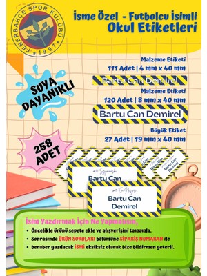 Ceres Studio Fenerbahçe Taraftar Etiketi Okul Etiketi Defter Etiketi Kalem Etiketi Kişiye Özel Suya Dayanıklı