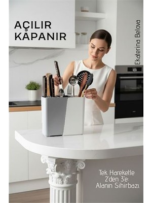 İlk El Grup Akıllı Sürgülü Bıçaklık ve Kaşıklık Organizeri - Ayarlanabilir Tezgah Üstü Mutfak Düze