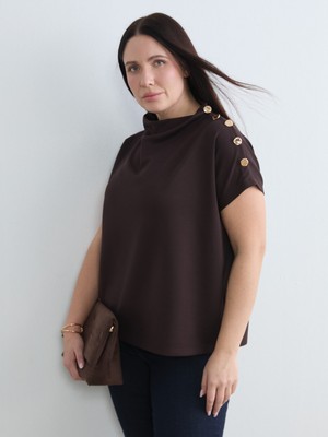 Soulife Büyük Beden Dik Yaka Bluz