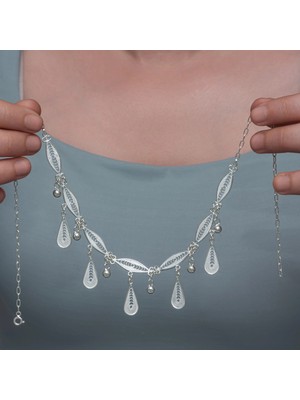 Inure Jewelry Gümüş Sonsuz Esinti Damla Telkari Kadın Kolye
