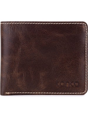 Tamer Tanca Erkek Hakiki Deri Kahverengi Cüzdan  907 1346 Erk Czdn SK25-26 Kahve Rıb