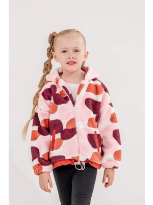 Eray Kids Kız Çocuk Ayarlanabilir Stoperli Kapüşonlu Renkli Peluş Ceket