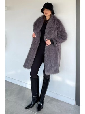 Gülseli Kadın Astarlı Kürklü Uzun Mont P-00018371