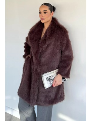 Gülseli Kadın Astarlı Kürklü Uzun Mont P-00018371