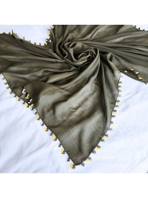 Rmys Cenk El Işi Iğne Oyalı Yazma/ Iğne Oyası / Iğne Işi Yemeni / El Işi Tülbent / Baş Örtüsü /haki