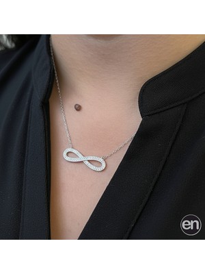 Gümüş Zirkon Taşlı Sonsuzluk Kolye 925ct