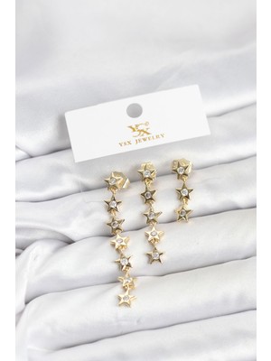 Marsilyan Pirinç Gold Renk Yıldız Model Ysx Trio Küpe Seti