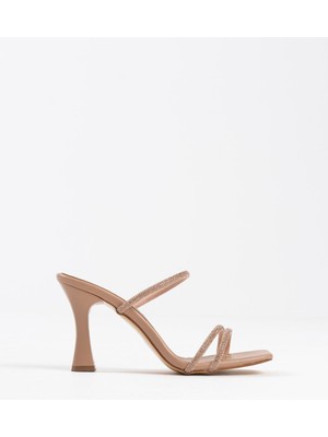 Alvina Nude Taşlı Ince Bantlı Kadın Topuklu Terlik