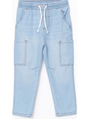 LC Waikiki Lcw Kids Indigo Beli Lastikli Erkek Çocuk Jogger Jean Pantolon