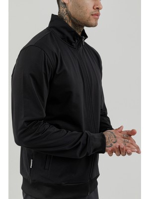 Airlife Sportswear Tam Boy Fermuarlı Erkek Dik Yakalı Eşofman Takımı Siyah