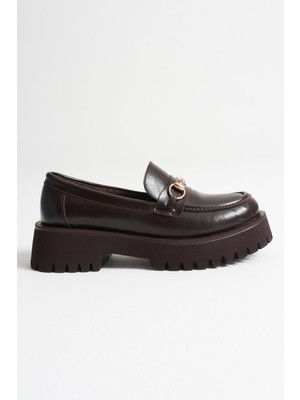 Lara Toka Detaylı Acı Kahve Günlük Loafer Ayakkabı