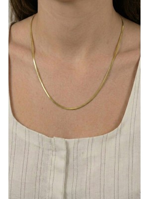 Söğütlü Silver 925 Ayar Gümüş Kolye Balık Sırtı Ezme Zincir