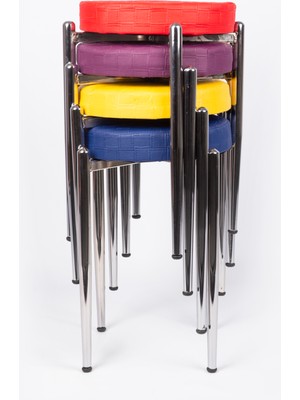 Ekip Metal Tabure Konikli 4 Adet Deri ( Renkli )