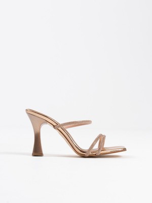 Alvina Bronz Ayna Taşlı Kadın Topuklu Terlik