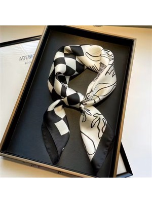 Kare Desenli Baskılı Fular / Bandana / Eşarp