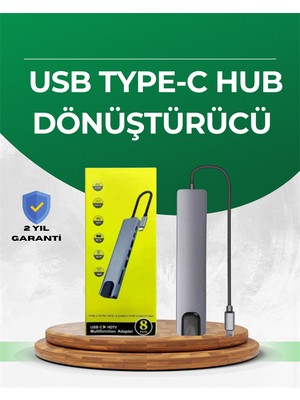 İlk El Grup Type‑c Dönüştürücü – 2×usb3.0 Sd/ms 4K HDMI & RJ45 ile Profesyonel Kullanım Ieg