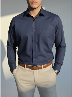 Torivalli Collection Klasik Kesim Regular Fit Tek Cepli Kolay Ütülenebilen Mevsimlik Uzun Kollu Düz Renk Erkek Gömlek