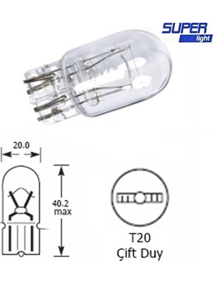 Marsilyan Super Light T20 Dipsiz Halojen Park Ampulü Çift Duy 1 Adet