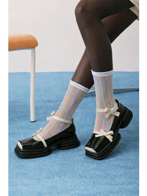 Katia & Bony Kadın Fiyonklu İnce Soket Çorap Beyaz