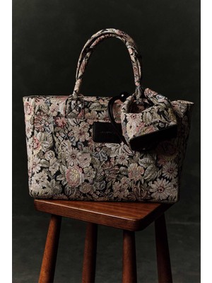 Manuka JAKAR DESENLİ TOTE ÇANTA PUDRA