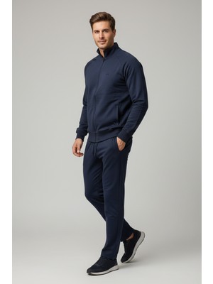 Remsa Erkek Pamuklu Fermuarlı Eşofman Takımı 7018 Lacivert