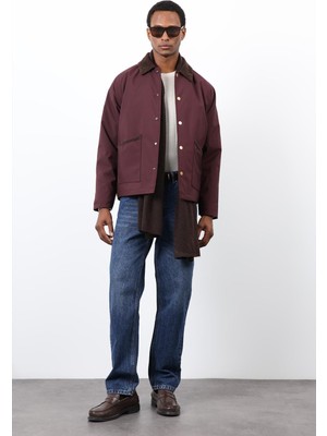 Antioch Bordo Kontrast Yaka Erkek Mont