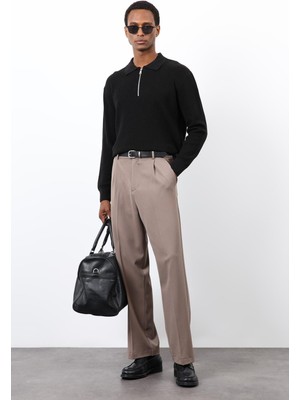 Antioch Siyah Fermuarlı Erkek Triko Kazak