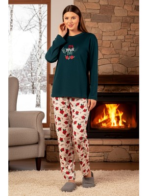 Remsa Kadın Termal Uzun Kol Pijama Takımı 4734 PETROL02