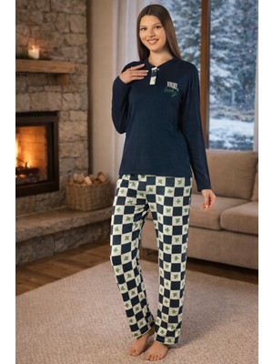 Remsa Kadın Termal Uzun Kol Pijama Takımı 4717 PETROL01