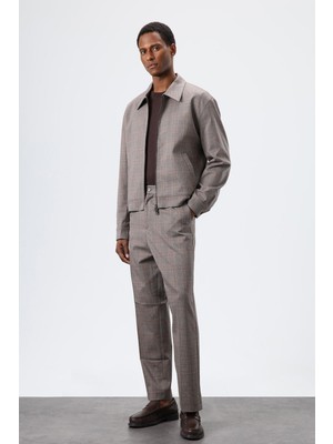 Antioch Kahve Ekoseli Mevsimlik Erkek Mont