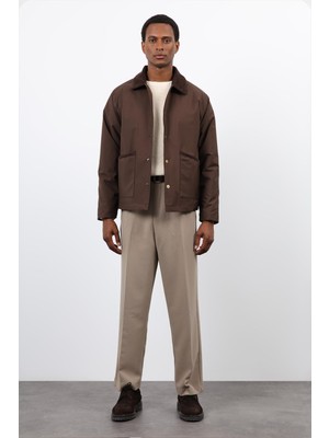 Antioch Kahve Kontrast Yaka Erkek Mont