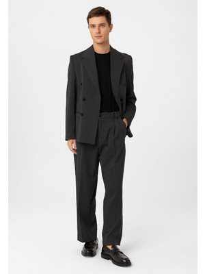 Antioch Antrasit Relax Fit Kruvaze Erkek Blazer Ceket