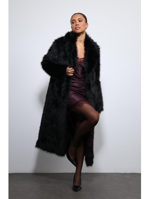 Antioch Siyah Suni Kürklü Uzun Kaban