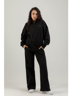 Airlife Bolder Fz.7 Kadın Bol Paça Eşofman Altı Siyah