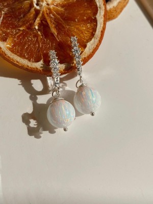 Duran Takı Opal Zirkon Taşlı Gümüş Küpe