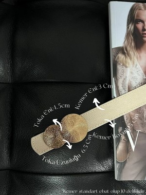 Fiori Yuvarlak Gold Toka Kadın Kemeri, Pantolon Kemeri, Ceket Kemeri, Elbise Kemeri, Gömlek Kemeri